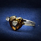 Rhodium 925 Sterling Silver Ring with AAA Grade CZ  in Brown
