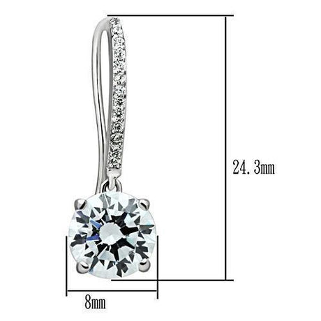 Rhodium 925 Sterling Silver Earrings with AAA Grade CZ  in Clear