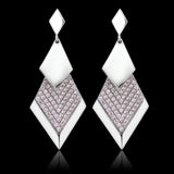 Rhodium 925 Sterling Silver Earrings with AAA Grade CZ  in Rose