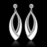 Rhodium 925 Sterling Silver Earrings with AAA Grade CZ  in Clear