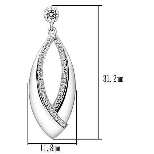 Rhodium 925 Sterling Silver Earrings with AAA Grade CZ  in Clear