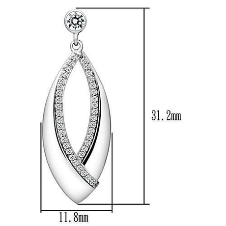 Rhodium 925 Sterling Silver Earrings with AAA Grade CZ  in Clear