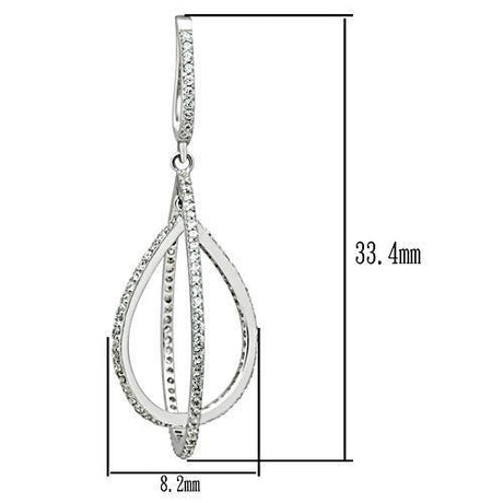 Rhodium 925 Sterling Silver Earrings with AAA Grade CZ  in Clear