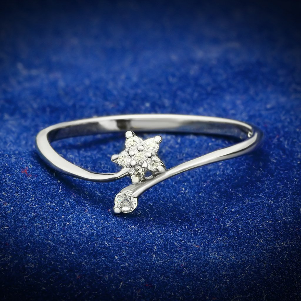 Rhodium 925 Sterling Silver Ring with AAA Grade CZ  in Clear