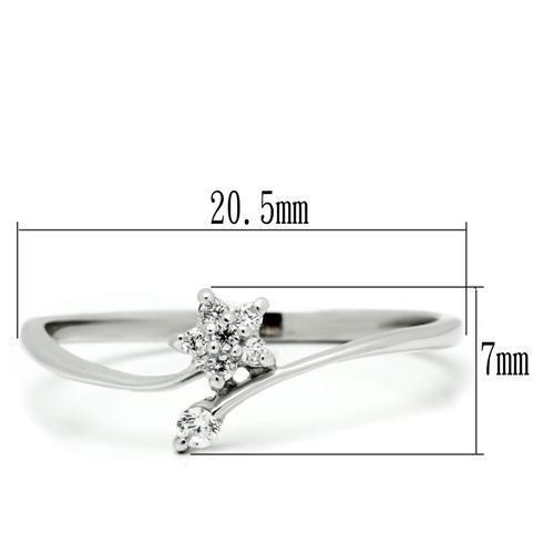 Rhodium 925 Sterling Silver Ring with AAA Grade CZ  in Clear