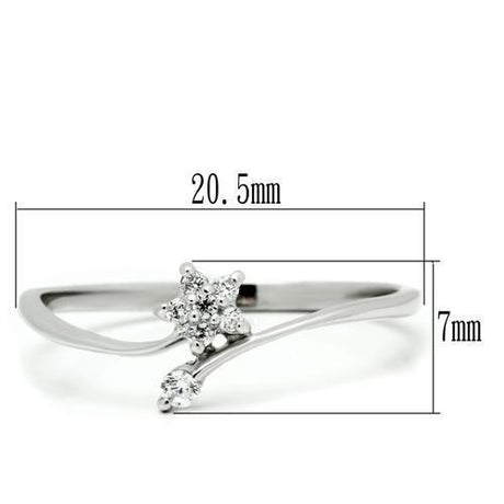 Rhodium 925 Sterling Silver Ring with AAA Grade CZ  in Clear