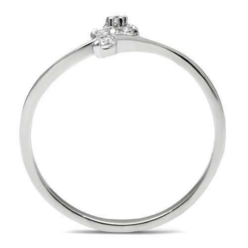 Rhodium 925 Sterling Silver Ring with AAA Grade CZ  in Clear