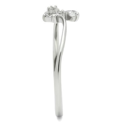 Rhodium 925 Sterling Silver Ring with AAA Grade CZ  in Clear