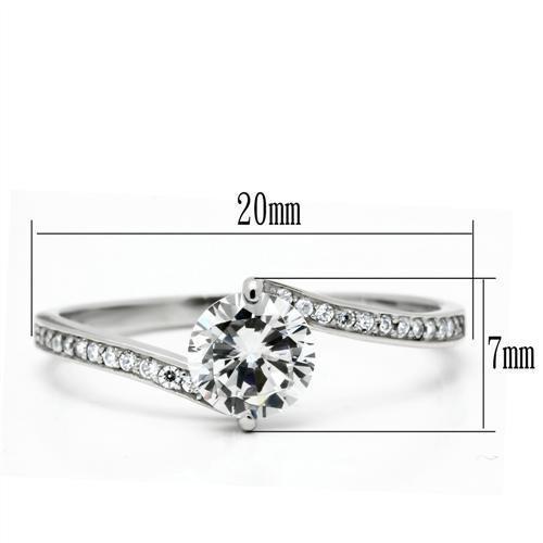 Rhodium 925 Sterling Silver Ring with AAA Grade CZ  in Clear