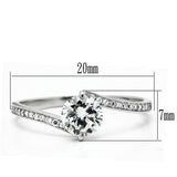 Rhodium 925 Sterling Silver Ring with AAA Grade CZ  in Clear