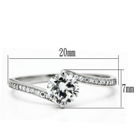 Rhodium 925 Sterling Silver Ring with AAA Grade CZ  in Clear