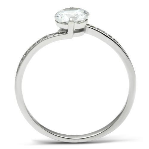 Rhodium 925 Sterling Silver Ring with AAA Grade CZ  in Clear