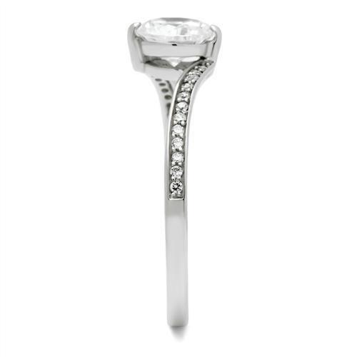 Rhodium 925 Sterling Silver Ring with AAA Grade CZ  in Clear