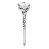 Rhodium 925 Sterling Silver Ring with AAA Grade CZ  in Clear