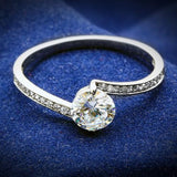 Rhodium 925 Sterling Silver Ring with AAA Grade CZ  in Clear