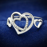 Rhodium 925 Sterling Silver Ring with AAA Grade CZ  in Clear