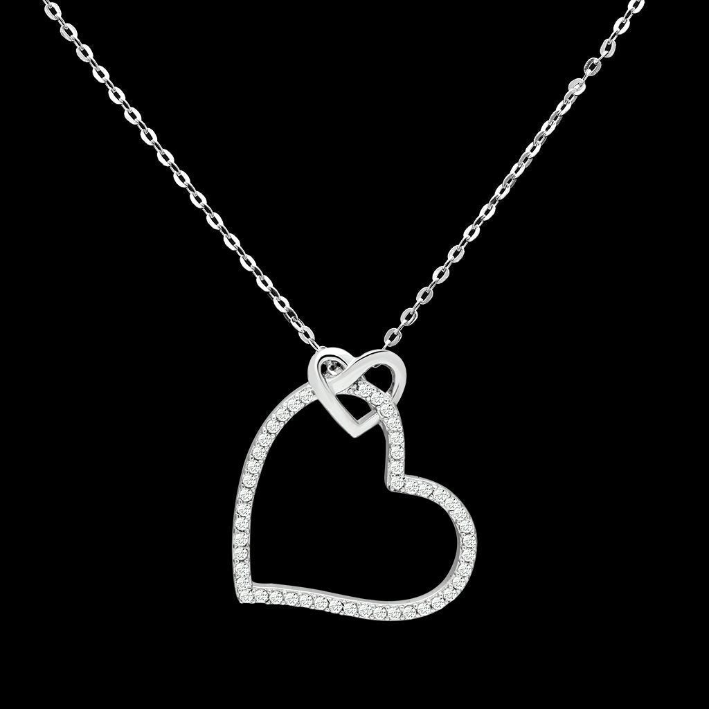 Rhodium 925 Sterling Silver Necklace with AAA Grade CZ  in Clear