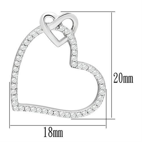 Rhodium 925 Sterling Silver Necklace with AAA Grade CZ  in Clear