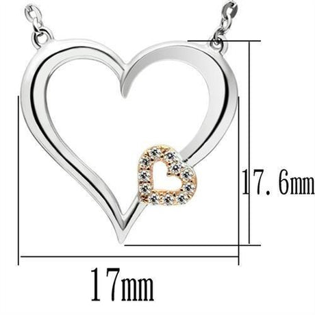 Rose Gold + Rhodium 925 Sterling Silver Necklace with AAA Grade CZ  in Clear
