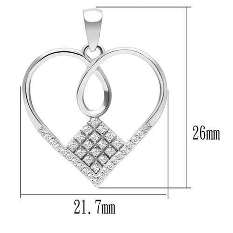 Rhodium 925 Sterling Silver Necklace with AAA Grade CZ  in Clear