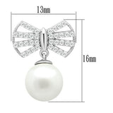 Rhodium 925 Sterling Silver Earrings with Synthetic Pearl in White