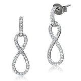 Rhodium 925 Sterling Silver Earrings with AAA Grade CZ  in Clear