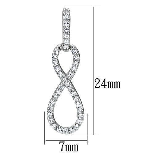 Rhodium 925 Sterling Silver Earrings with AAA Grade CZ  in Clear
