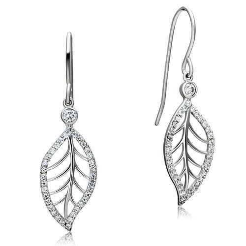 Rhodium 925 Sterling Silver Earrings with AAA Grade CZ  in Clear