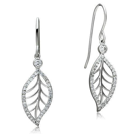 Rhodium 925 Sterling Silver Earrings with AAA Grade CZ  in Clear