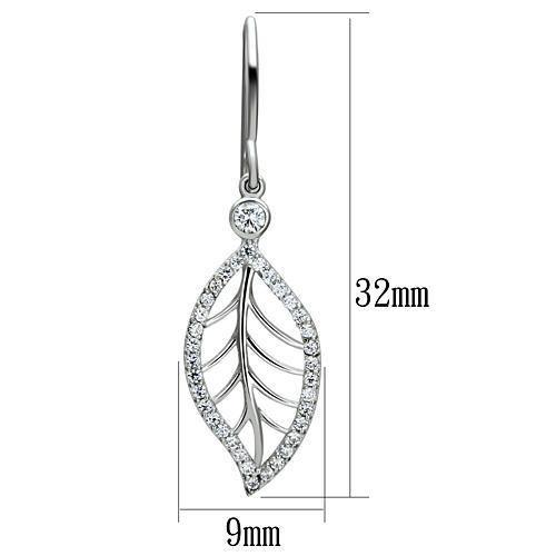 Rhodium 925 Sterling Silver Earrings with AAA Grade CZ  in Clear