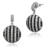 Rhodium 925 Sterling Silver Earrings with AAA Grade CZ  in Jet