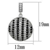 Rhodium 925 Sterling Silver Earrings with AAA Grade CZ  in Jet