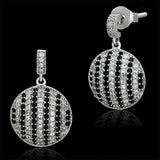 Rhodium 925 Sterling Silver Earrings with AAA Grade CZ  in Jet