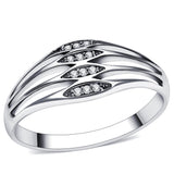 Rhodium 925 Sterling Silver Ring with AAA Grade CZ  in Clear
