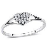 Rhodium 925 Sterling Silver Ring with AAA Grade CZ  in Clear