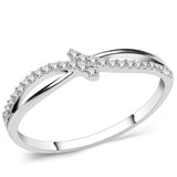 Rhodium 925 Sterling Silver Ring with AAA Grade CZ  in Clear