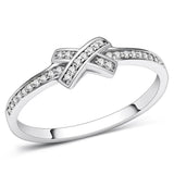 Rhodium 925 Sterling Silver Ring with AAA Grade CZ  in Clear