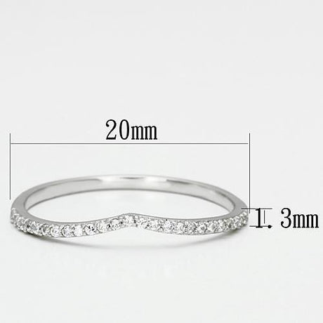 Rhodium 925 Sterling Silver Ring with AAA Grade CZ  in Clear