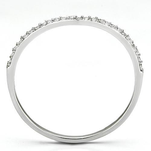 Rhodium 925 Sterling Silver Ring with AAA Grade CZ  in Clear