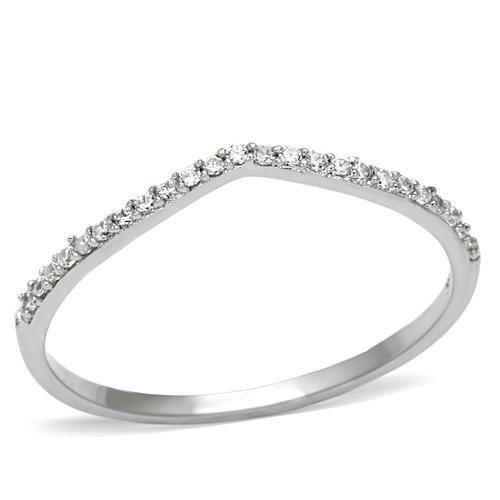 Rhodium 925 Sterling Silver Ring with AAA Grade CZ  in Clear