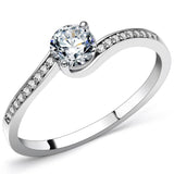 Rhodium 925 Sterling Silver Ring with AAA Grade CZ  in Clear