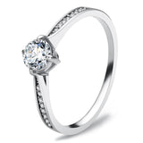 Rhodium 925 Sterling Silver Ring with AAA Grade CZ  in Clear