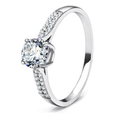 Rhodium 925 Sterling Silver Ring with AAA Grade CZ  in Clear