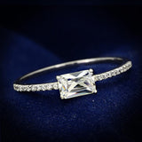 Rhodium 925 Sterling Silver Ring with AAA Grade CZ  in Clear