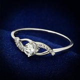 Rhodium 925 Sterling Silver Ring with AAA Grade CZ  in Clear