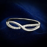 Rhodium 925 Sterling Silver Ring with AAA Grade CZ  in Clear