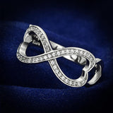 Rhodium 925 Sterling Silver Ring with AAA Grade CZ  in Clear