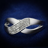 Rhodium 925 Sterling Silver Ring with AAA Grade CZ  in Clear