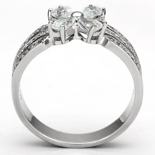 Rhodium 925 Sterling Silver Ring with AAA Grade CZ  in Clear