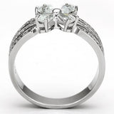 Rhodium 925 Sterling Silver Ring with AAA Grade CZ  in Clear